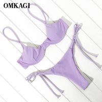 OMKAGI New Bikini Print Swimwear Women Mini Thong 2021 Summer Swimsuit Bikini Set Brazilian Biquini Push Up Swimsuit Female