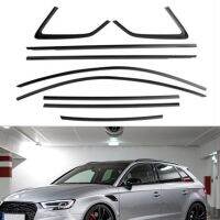 Mgs7ฮอต!!10ชิ้นของตกแต่งขอบหน้าต่างภายนอกรถสำหรับ Audi A3 Hatchback 2013-2020 Weatherstrips ไทเทเนียมสีดำฝาครอบแถบปิดผนึกสติ๊กเกอร์ปะเก็น