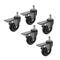 【LZ】 5 Pcs/Lot 2.5 Inch Black M11 Pu Transparent Wheel 11mm Office Chair Universal Brake Furniture Caster Small