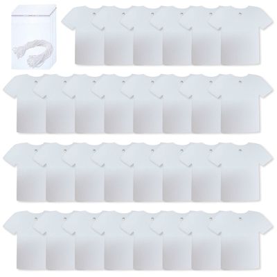 J60E 30 Pcs Sublimation Air Freshener Blanks Car Scented Hanging Felt White Fragrant Sheets with 30 Pieces Bags 15 m Elastic for