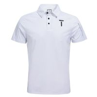 EuropeanTour European Tour Golf Mens Short Sleeve T-Shirt New High Stretch Sports Lapel Polo Shirt Black and White