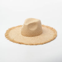 X314 Hand-woven Double-layered Raffia Jazz Hat Outdoor Sunshade Beach Raffia Hat Raffia Straw Panama Hat Lady Jazz Cap