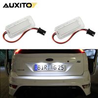 หมายเลขป้ายทะเบียนรถ LED Canbus 2ชิ้นสำหรับ Ford Focus 5D Fiesta Mondeo MK4 C-Max MK2 S-Max Galaxy 6000K โคมไฟอัตโนมัติสีขาว