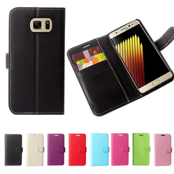 เคสใส่โทรศัพท์สำหรับ-samsung-galaxy-note-fe-พัดลม-edition-พลิกสไตล์สีทึบคลาสสิกโทรศัพท์ซองใส่บัตรหมายเหตุ7