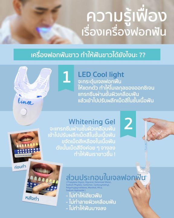 ส่งฟรี-ฟันขาวยาวนาน-linee-teeth-whitening-kit-เครื่องเลเซอร์ฟอกฟันขาว-เจลฟอกฟันขาว-ฟันขาวจั๊ว-ฟอกฟันขาว-ฟันขาว