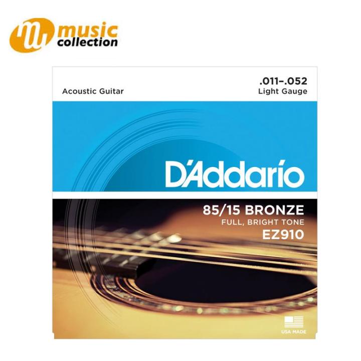 สายกีตาร์โปร่ง D’Addario EZ910 85/15 Bronze Acoustic Guitar Strings, Light, 11-52
