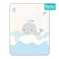 "New" Lieto ผ้าปูรองฉี่เด็ก ผ้ารองที่นอนเด็กแบบกันน้ำ (กันลื่น) Organic Cotton 100% ลาย whale