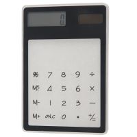 Desk Solar Transparent Touch Calculator Black 8 figures