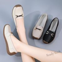 【Ready Stock】 ❈๑﹉ C40 Genuine Leather Peas Shoes Women Shallow Mouth Flat Versatile Soft Sole Comfortable Anti-Slip Mother Pregnant Casual