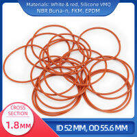 โอริง CS 1.8 มม. ID 52 มม. OD 55.6 มม. วัสดุพร้อมซิลิโคน VMQ NBR FKM EPDM ORing Seal Gaske-Lusjeh