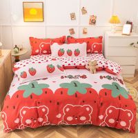 ❍✱ UPzo Strawberry Bedding Set Double Sheet Soft 3/4pcs Bed Sheet Set Duvet Cover Queen King Size Comforter Sets For Home For Child