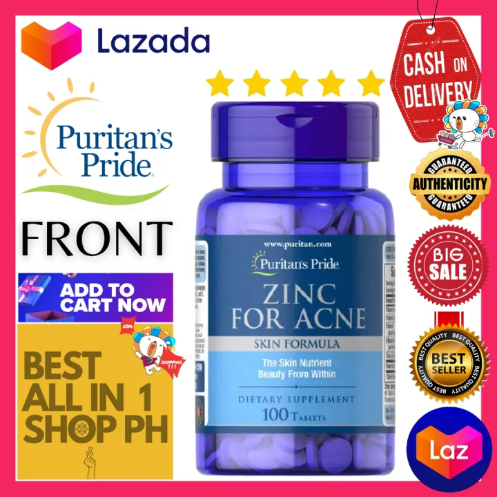 Puritan’s Pride Zinc For Acne Skin Formula 100 Tablets The Skin Nutrient Beauty From Within