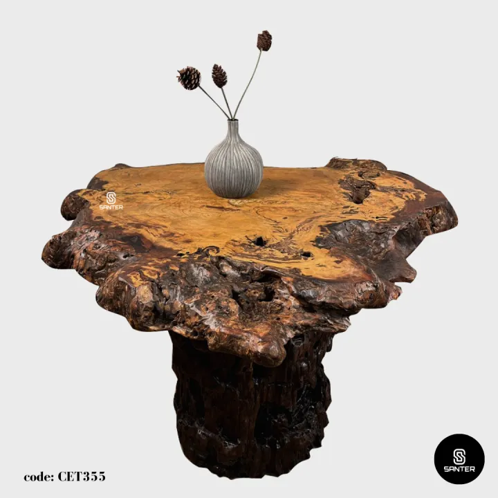 CET355. Chengal Emas Burl Wood Tea Table/ Garden Table (4 seater) Lazada