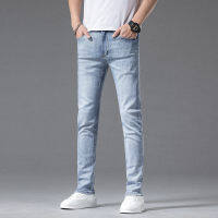 【Ready Stock】2023 FENDI New Light Blue Men Jeans Comfortable Brand Trouser Stretchable Tight Fashion Straight Pants Mens Chothing FDC