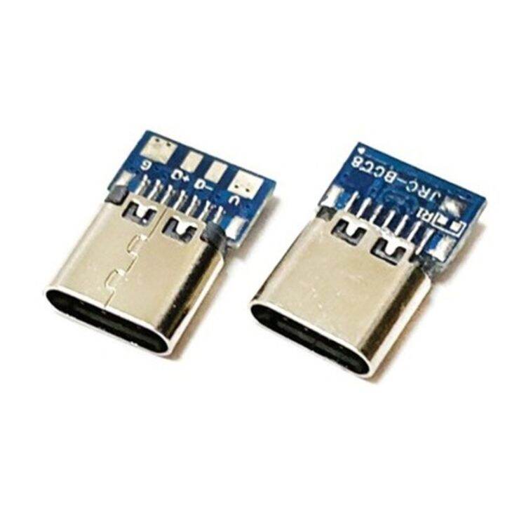 2 Pieces Mini USB TypeC Solder Female Port 16Pin 180 Degree USB Jack