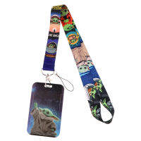 M Andalorian เด็ก Yoda Lanyards ที่สำคัญสายคล้องคอ Lanyards ID ผู้ถือป้ายพวงกุญแจพวงกุญแจแขวนเชือก Keyrings อุปกรณ์เสริมของขวัญ ！