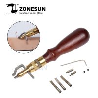 ZONESUN 5 in1 Leather Edge Stitching Groover Craft Tool Edge Stitching Groover Leather Craft Groove