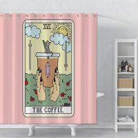 Tarot Ouija Printed Shower Curtains Waterproof Polyester Pink Shower Curtains Witchcraft Bathroom Shower Curtains With Hooks