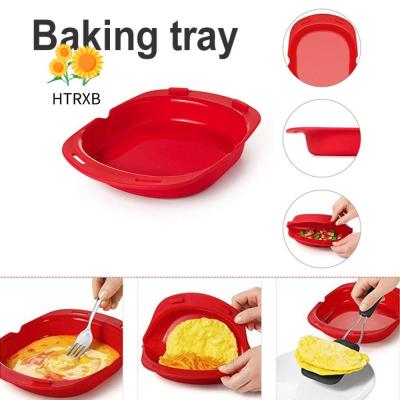 HTRXB หม้อทอดไข่อุปกรณ์ทำอาหารแผ่นซิลิโคนรองในเตาไมโครเวฟถาดอบขนมครัวไม่ติดเครื่องม้วนไข่