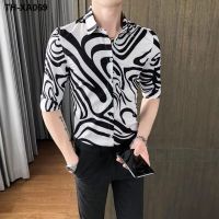 male social web celebrity ins han edition cultivate ones morality summer printing short sleeve lining clothes men and five points