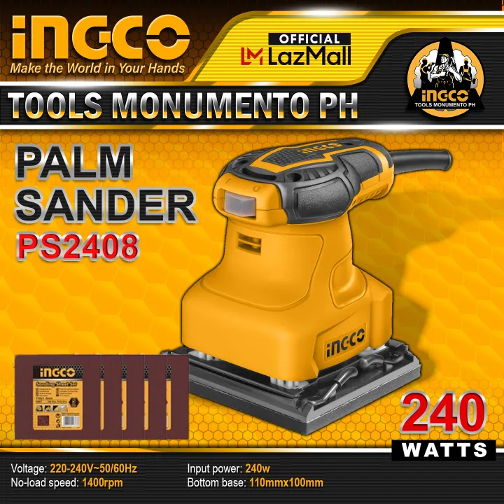 INGCO 240W Palm Sander with 5pcs Sanding Sheet (PS2408) *INGCO TOOLS