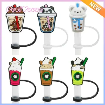6PCS Cartoon Straw Cover Straw Tips Cover Straw Toppers Anti Dust Straw  Plug