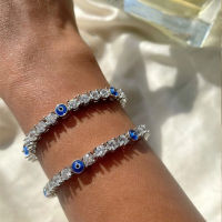 Kpop ตุรกี Evil Eye สร้อยข้อมือเทนนิสลูกปัดสำหรับผู้ชายผู้หญิง Hiphop คริสตัล Rhinestone Pulseras Hand Chain เครื่องประดับของขวัญอุปกรณ์เสริม