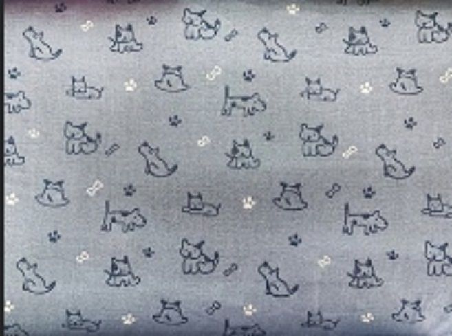 ผ้าคอตตอนญี่ปุ่น-ผ้าฝ้าย-100-ลายการ์ตูนหมา-แมวน้อย-ลายจุด