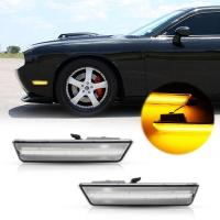 1คู่ LED ด้านหน้าไฟสัญญาณไฟใบไม้สำหรับ Dodge Challenger 2008-2014กันชนหน้าใสเลนส์สีเหลืองอำพันแสง