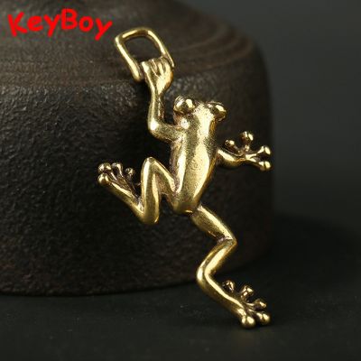 Brass Vintage Small Frog Keychain Pendants for Necklace DIY Keyring Accessories Copper Animal Key Chain Hanging Fashion Jewelry