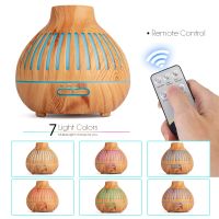 500ML Aromatherapy Essential Oil Diffuser Wood Grain Remote Control Ultrasonic Air Humidifier Cool with 7 Color LED Lights