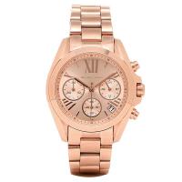 นาฬิกาผู้หญิง MICHAEL KORS Bradshaw Chronograph Rose Dial Rose Gold-tone Ladies Watch MK5799