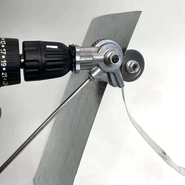 เครื่องตัดแผ่นโลหะสำหรับต่อกับสว่านไฟฟ้า-เครื่องตัดแผ่นเหล็กโลหะ-กรรไกรตัดแผ่นเหล็กไฟฟ้า-แบบสองหัว