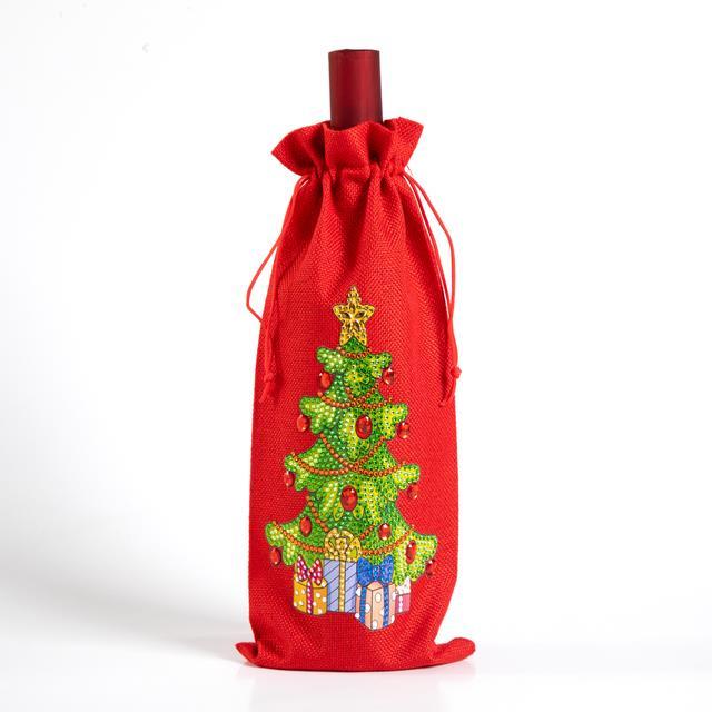 high-end-cups-ภาพวาดเพชรคริสต์มาสถุงขวดไวน์แฮนด์เมด-diy-ศิลปะสุขสันต์วันคริสต์มาสถุง-drawstring-ชุดตกแต่งตารางคริสต์มาส