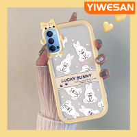 YIWESAN เคสสำหรับ OPPO Reno 4 5G Reno4 5G Reno 4 SE ลายการ์ตูนกระต่ายนำโชคสีสันสดใสเคสซิลิโคนเลนส์กล้องถ่ายรูปแบบนิ่มมอนสเตอร์น้อยน่ารักเคสใสกันกระแทกแบบใสง่าย