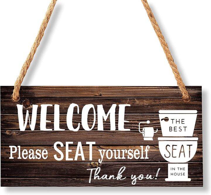 Bathroom Wooden Wall Sign Please Seat Yourself Restroom Wall