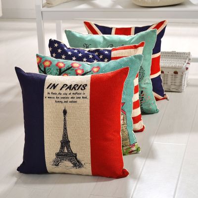 【SALES】 Four Seasons Linen Pillow Cover Without Core Cushion Cartoon Printed Back Car Office Lumbar