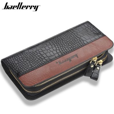 （Layor wallet）กระเป๋าเงินผู้หญิง2020ใหม่,ลาย PU หนังกระเป๋าสตางค์จระเข้ผู้ชายคลัทช์ความจุขนาดใหญ่ซิปสายคล้องมือกระเป๋าเงินธุรกิจผู้ชายกระเป๋าถือสำหรับบุรุษทึบ