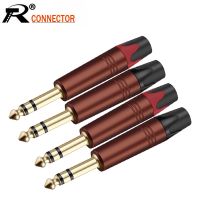 2PCS 6.35MM Jack Connector 3 Pole Stereo Sophomore Core Amplifier Microphone 6.3MM Jack 1/4 Male Plug Connector