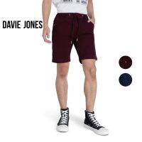 DAVIE JONES กางเกงขาสั้น ผู้ชาย เอวยางยืด สีกรม สีแดง  Elasticated Shorts in navy red SH0007NV MA