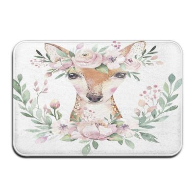 Ins Cartoon Entrance Doormat Flower Bush Deer Bath Mat For Friends Rug Home Car Living Room Bedroom Kitchen Bathroom Door Mat