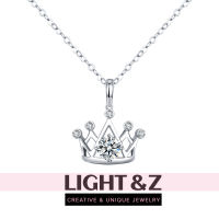 LIGHT &amp; Z ใหม่ S925หัวใจเงินและลูกศรสร้อยคอเพชรเทียม Moissanite จี้มงกุฎ