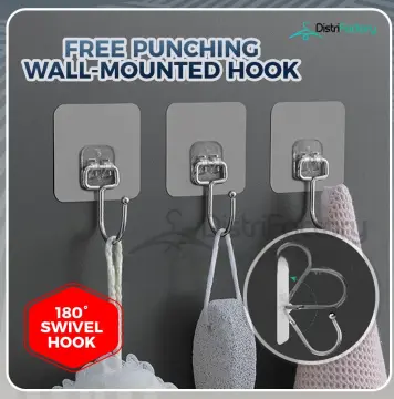 5/10Pairs Double-Sided Adhesive Wall Hook on Hangers Stickers Hooks Wall  Mount Self Adhesive Hook in the Bathroom For Kitchen Organizer