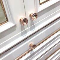 Rose Gold Rhinestone Door Handle Pull Handle Door Drawer Knob Single Hole With Screw Cabinet Armoire Drawer Door Accessories Door Hardware Locks