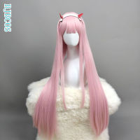 Anime DARLING in the FRANXX 02 Cosplay Wigs Zero Two Wigs Without Headwear 100cm Long Pink Synthetic Hair Perucas Cosplay Wig