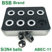 16pc BSB Swiss Bearing Si3N4 Black Ceramic 6 Ball Skates Skateboard Bearing 608z Longboard Bearing Scooter Roller Skates Bearing