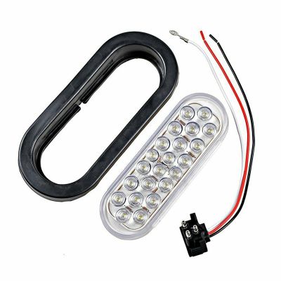 2Piece 6 Inch Oval White 22 LED Truck Reverse Tail Lights Replacement Accessories For Truck Trailer Warning Light Transparent Daytime Running Lamp