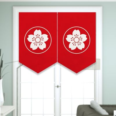 Japanese Cherry Blossom Triangle Short Curtain Kitchen Window Small Flag Curtain Japanese Sushi Shop Decoration Hanging Flag