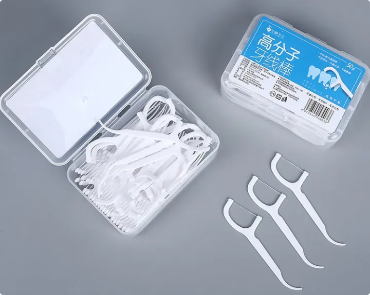 50pcs Household hook high polymer Dental floss stick family pack ultra