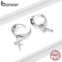 bamoer Vintage Personality Creative Cross Earrings Love 925 Sterling Silver Earrings for Women Statement Fine Jewelry BSE474